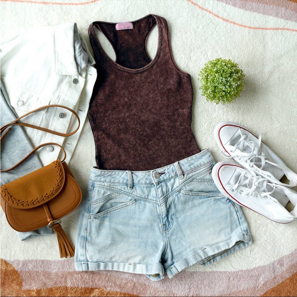 Brown Mineral Wash Bodysuit